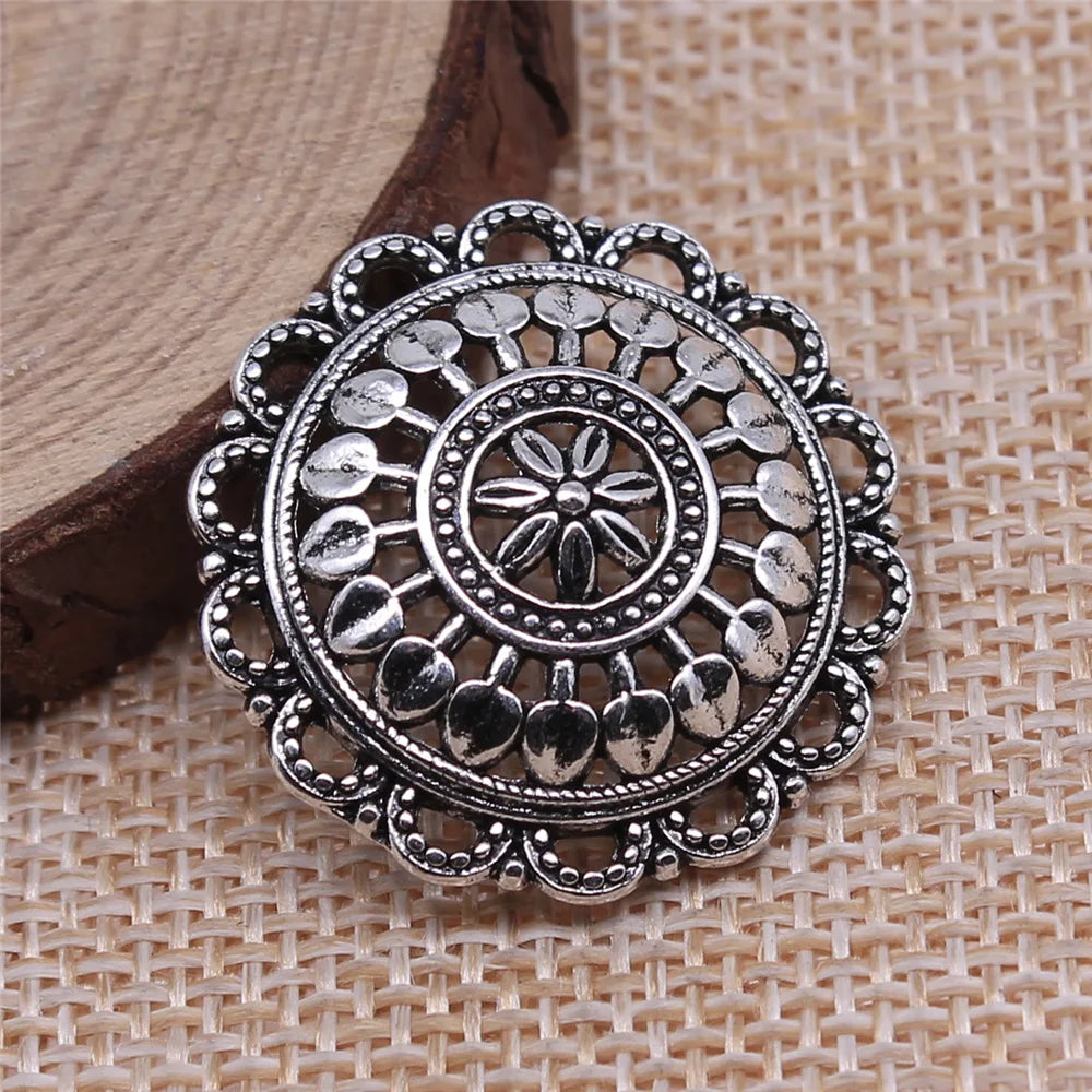 27x27mm 3.1g Multicolor Zinc Alloy Round Hollow Flower Charm Pendant for DIY Jewelry Making