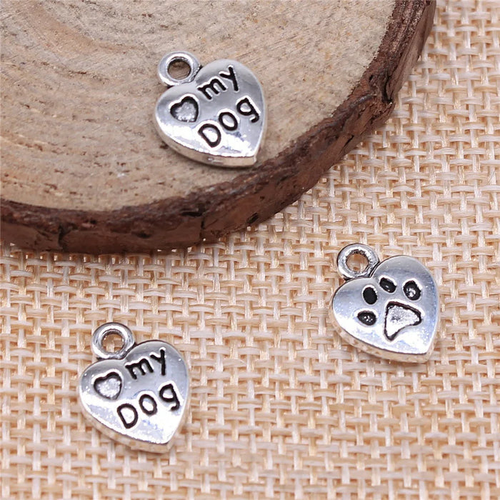 13x10mm 1.2g Multicolor Zinc Alloy Dog Paw Charm Pendant for DIY Necklace Bracelet Jewelry Making