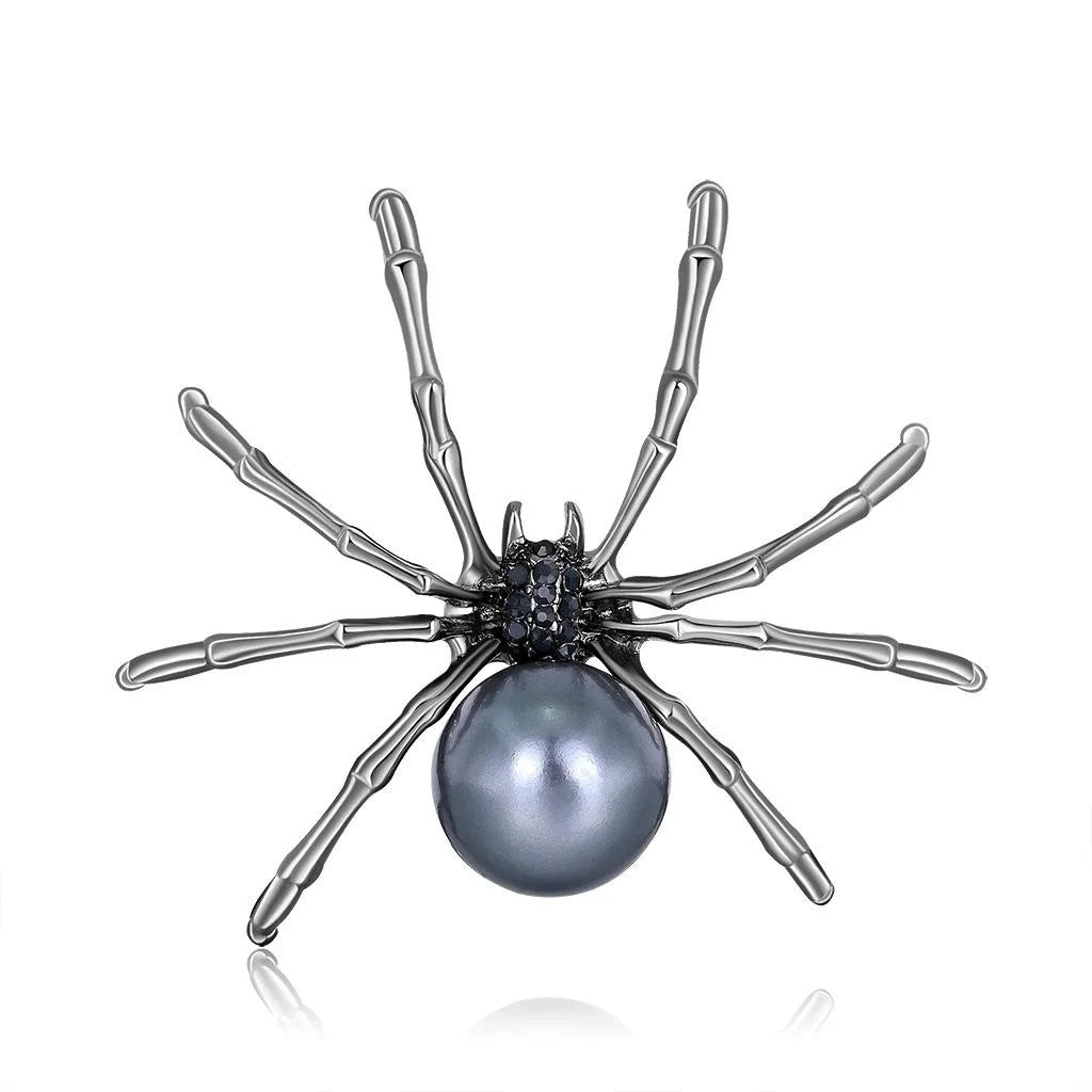 Luxury Rhinestone Spider Brooch With Mother Of Pearl Body, Elegant Women's Lapel Pin Corsage Gift