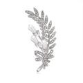 Elegant Wheat Leaf Brooch With Faux Pearl And Rhinestone Accents, Silver Alloy Lapel Pin Corsage Gift