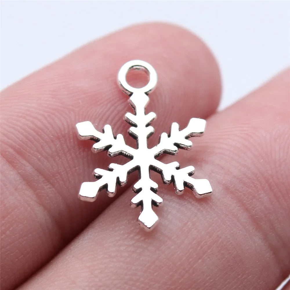 14x19mm 0.6g Antique Silver Zinc Alloy Snowflake Charm Pendant for DIY Christmas Jewelry Making