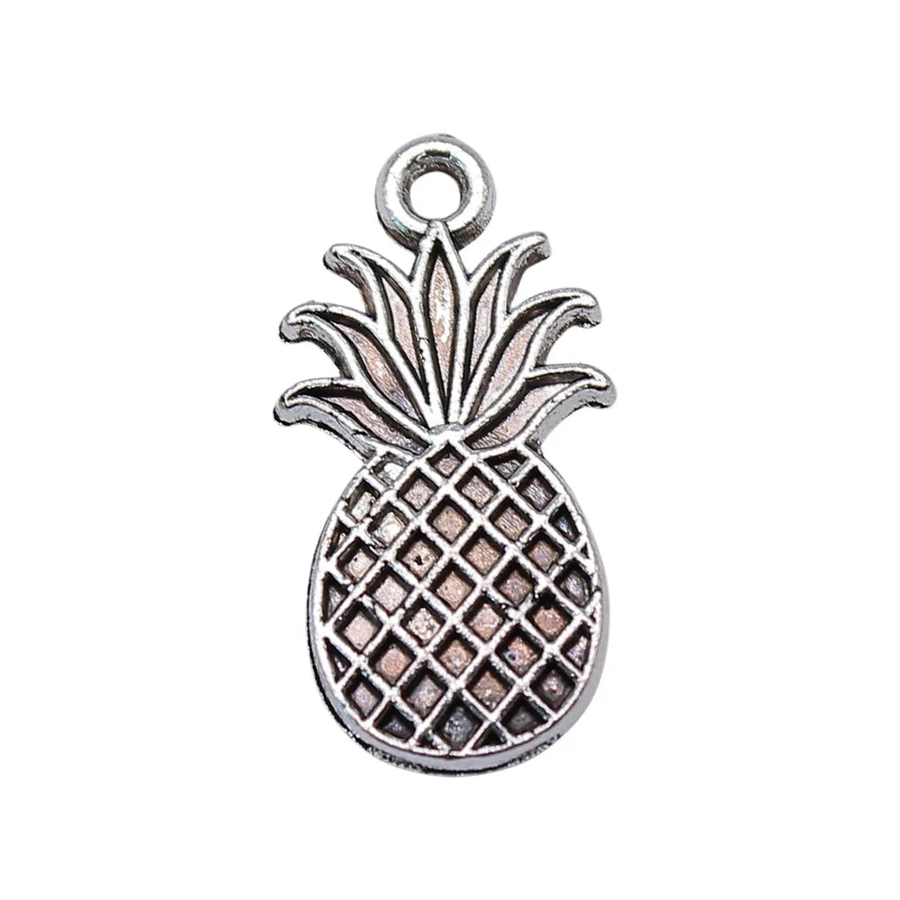 9x17mm 0.8g Multicolor Zinc Alloy Pineapple Charm Pendant for DIY Fruit Necklace Bracelet Making