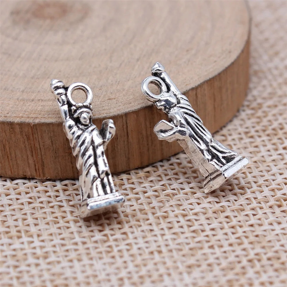 7x20mm 1.6g Antique Silver Tone Zinc Alloy Statue of Liberty Charm Pendant for DIY Necklace Bracelet