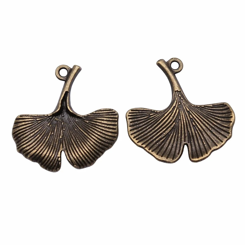24x23mm 2.7g Multicolor Zinc Alloy Ginkgo Leaf Charm Pendant for DIY Necklace Bracelet Making