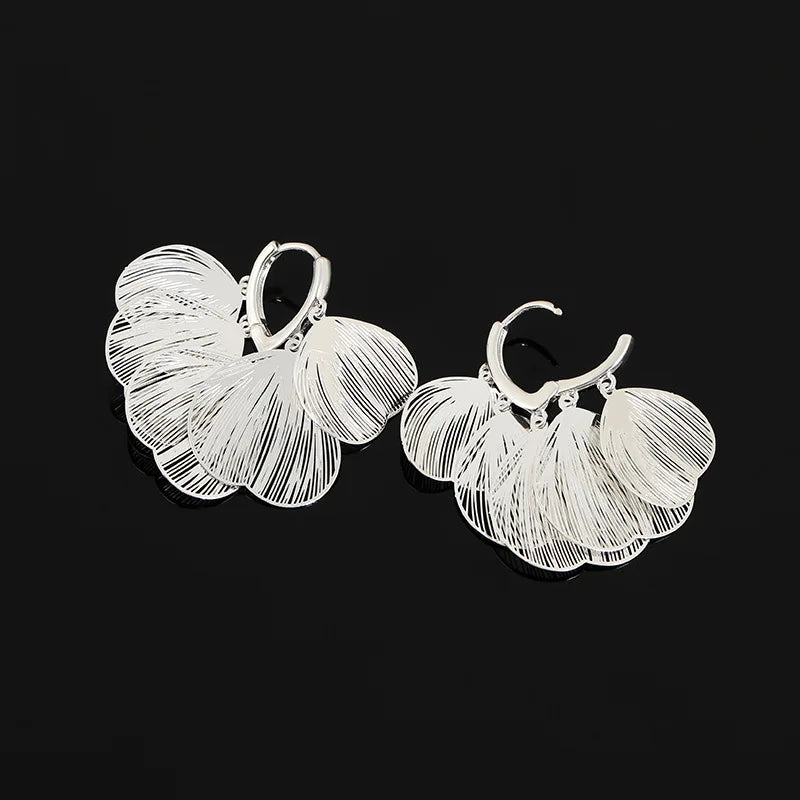 Elegant Silver Alloy Butterfly Wing Tassel Stud & Clip On No Piercing Heart Screw Back Earrings