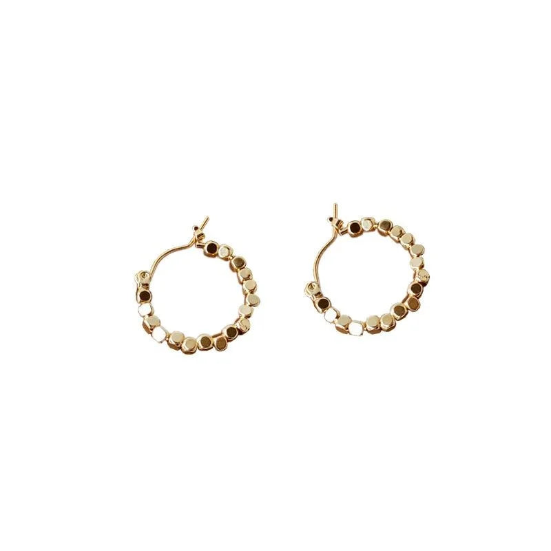 14K Gold Plated Copper Round Hoop Earrings Minimalist European Style Premium Women's Jewelry