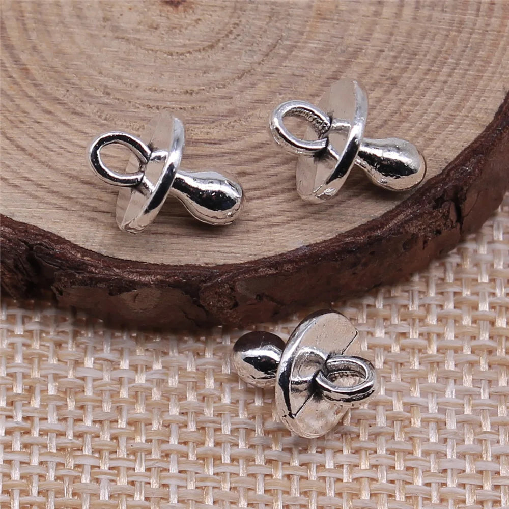 14x10mm 1.2g Multicolor Zinc Alloy Pacifier Charm Pendant for DIY Baby Shower Jewelry Making
