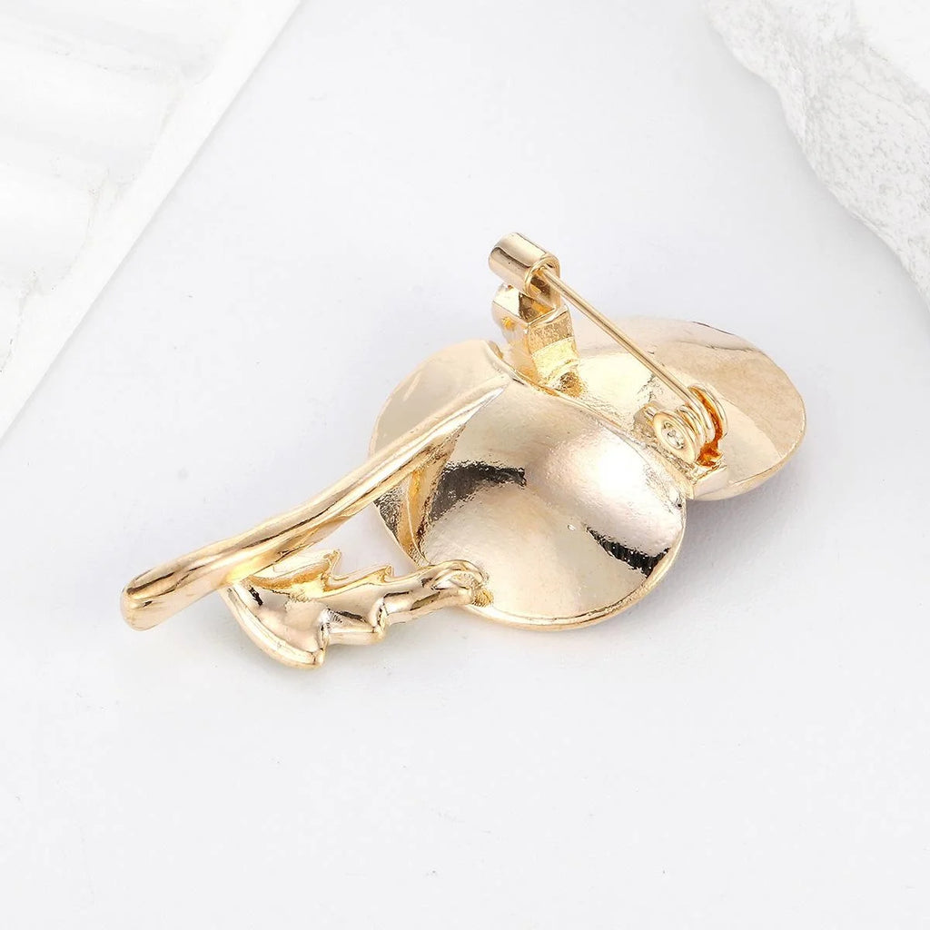 Elegant Red Enamel Poppy Flower Brooch Gold Tone Alloy Lapel Pin Corsage Suit Accessory Gift