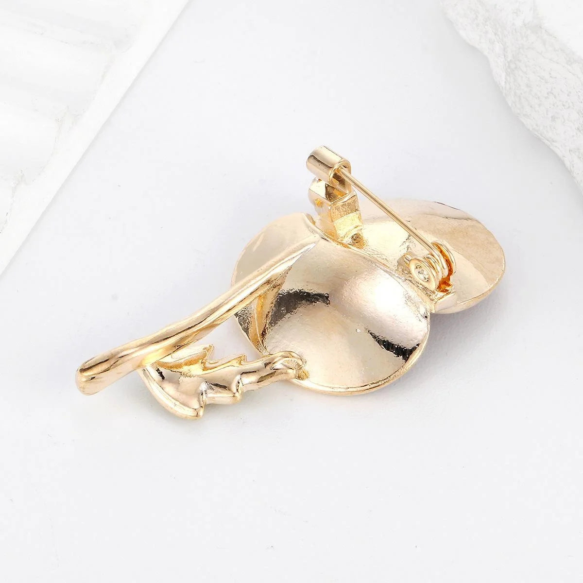 Elegant Red Enamel Poppy Flower Brooch Gold Tone Alloy Lapel Pin Corsage Suit Accessory Gift