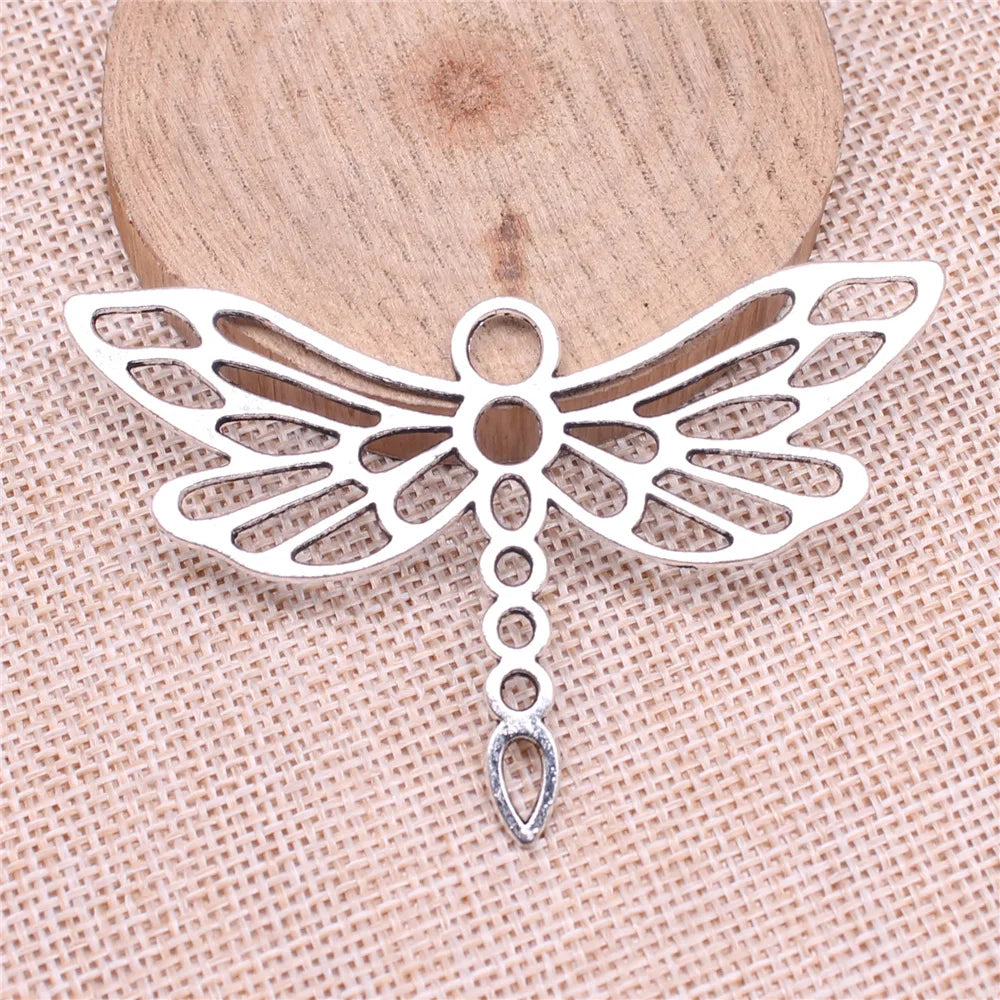 74x45mm 7g Antique Silver Zinc Alloy Dragonfly Charm Pendant for Necklace Bracelet Making