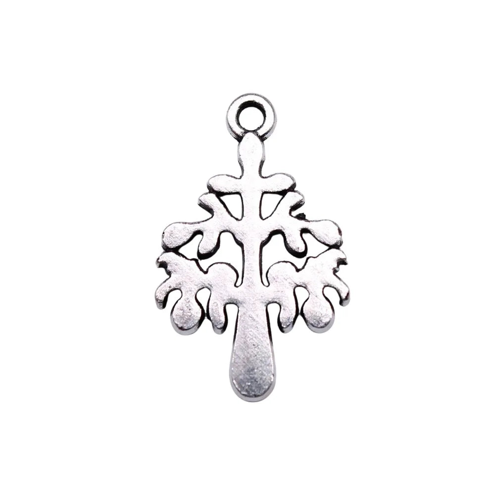 22x14mm 1.1g Antique Silver Zinc Alloy Tree Charm Pendant for DIY Handmade Necklace Bracelet Making