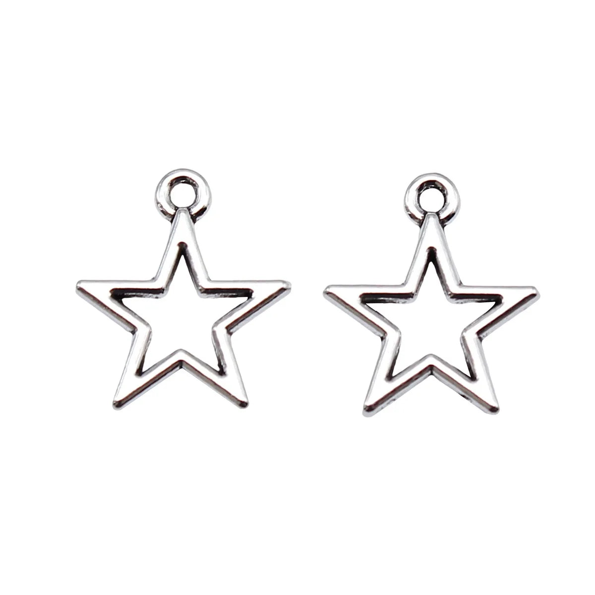 14x16mm 0.53g Antique Silver Zinc Alloy Five-Point Star Charm Pendant for DIY Necklace Bracelet Making