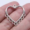 27x30mm 1.7g Antique Silver Zinc Alloy Heart Connector Charms for DIY Earrings Jewelry Making