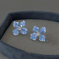 Handmade Glass Crystal Haze Blue Flower Drop Earrings French Sweet Forest Style Jewelry