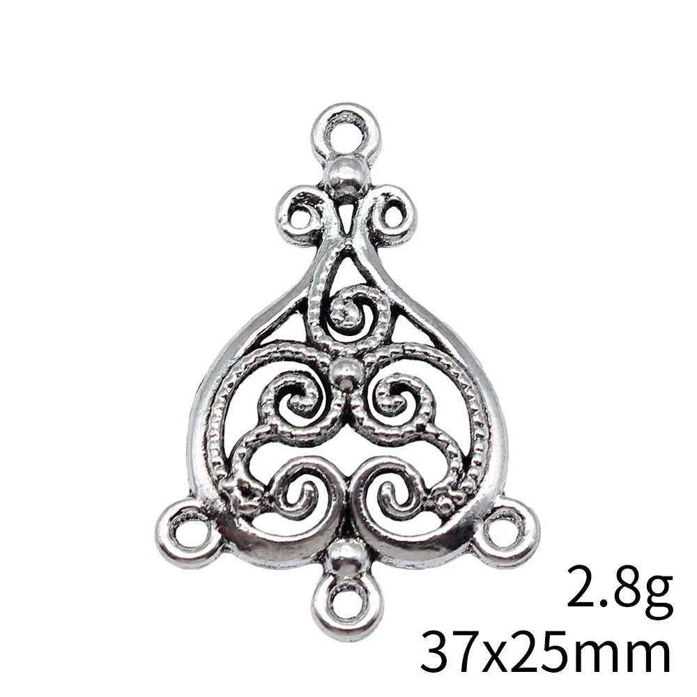 37x25mm 2.8g Multicolor Zinc Alloy Geometric Flower Earring Connector Charms for DIY Jewelry Making