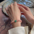 High Quality Strawberry Quartz Green Aventurine Natural Stone Chinese Style Beaded Bracelet