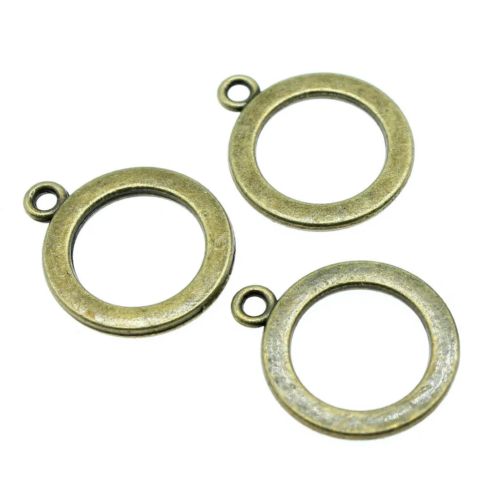22x18mm 1.4g Multicolor Zinc Alloy Smooth Round Ring Earring Charms for DIY Earring Making