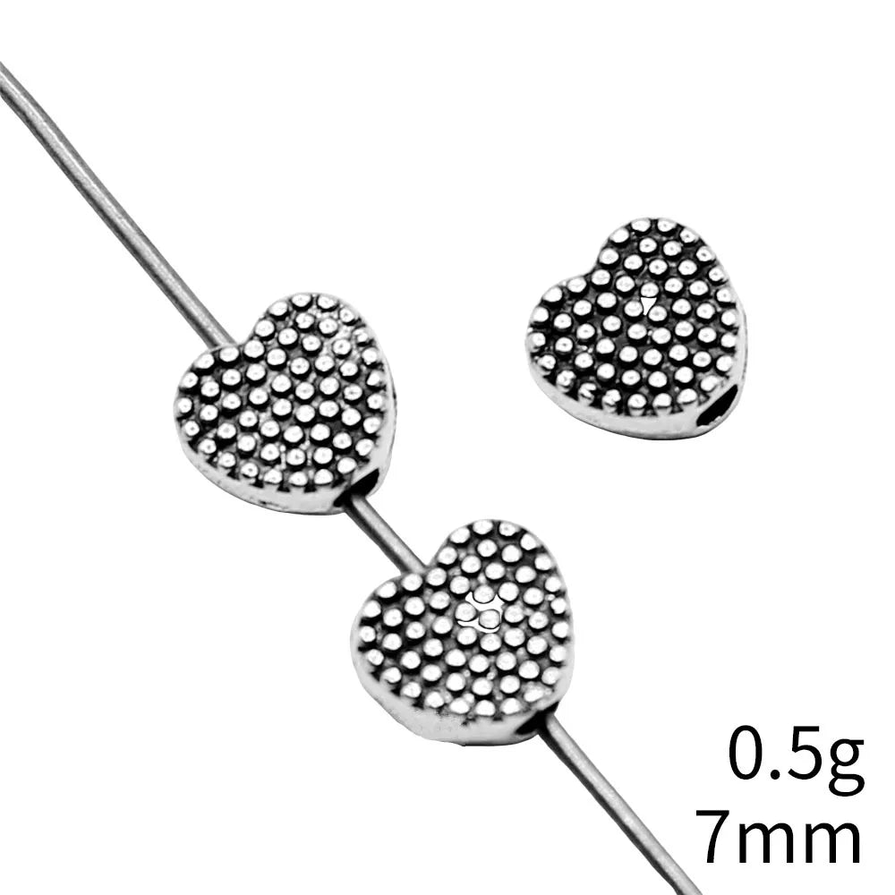 7x7mm 0.5g Antique Silver Zinc Alloy Heart Spacer Beads for DIY Bracelet Necklace Jewelry