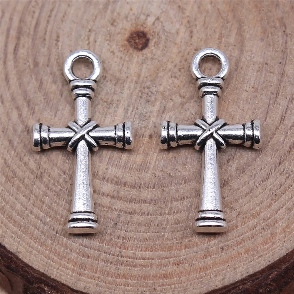 20x11mm 0.8g Multicolor Zinc Alloy Cross Charm Pendant for DIY Necklace Bracelet Jewelry Making