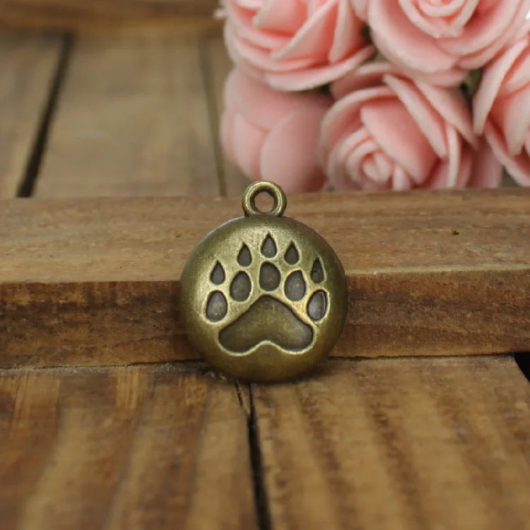 17MM Antique Silver Zinc Alloy Paw Print Charm Pendant for DIY Necklace Bracelet Jewelry Making