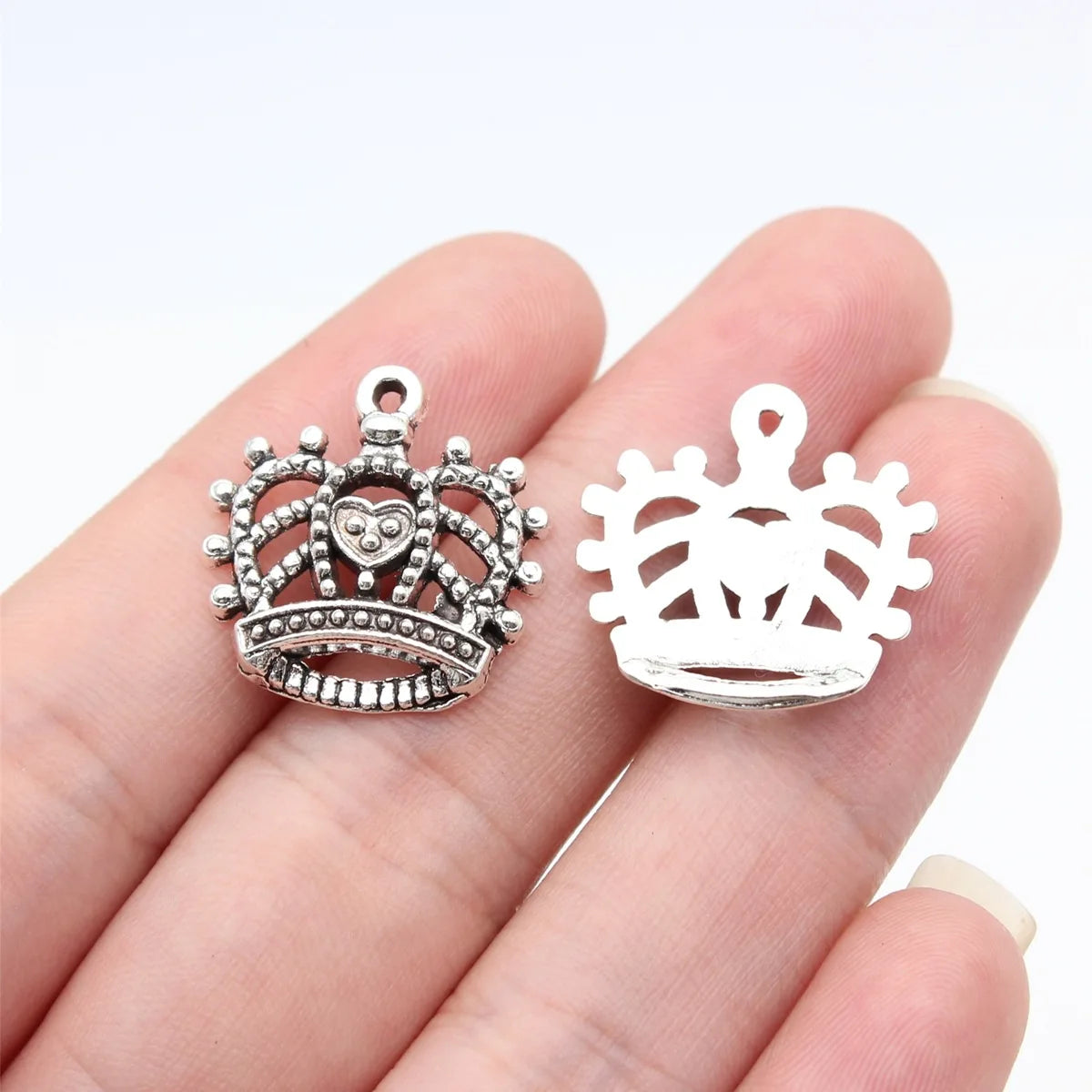 20x20mm 1.6g Antique Silver Zinc Alloy Crown Charm Pendant for Necklace Bracelet DIY Jewelry