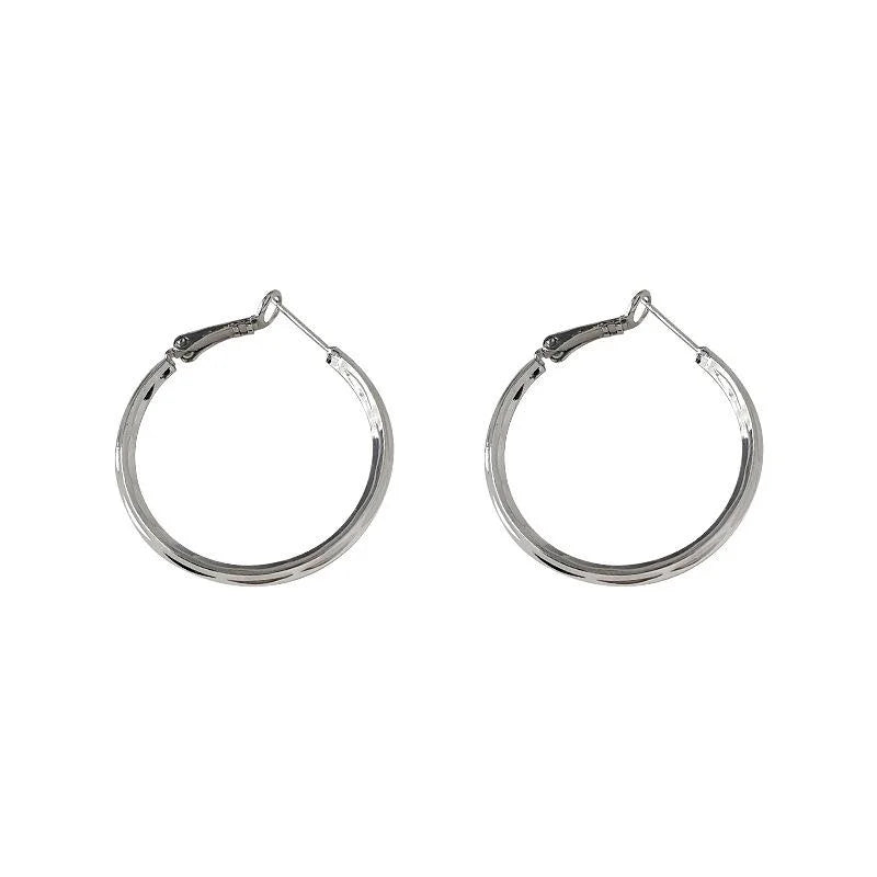Sweet Cool Silver Plated Metal Geometric Round Hoop Earrings Statement Ear Cuffs