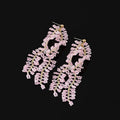 Elegant Pink Flower Beaded Long Tassel Alloy Stud & Clip On No Piercing Handmade Fringe Earrings