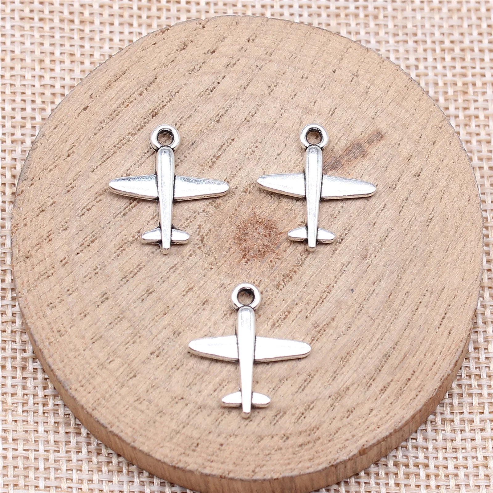18x16mm 0.87g Antique Silver Zinc Alloy Airplane Charm Pendant for DIY Necklace Bracelet Making