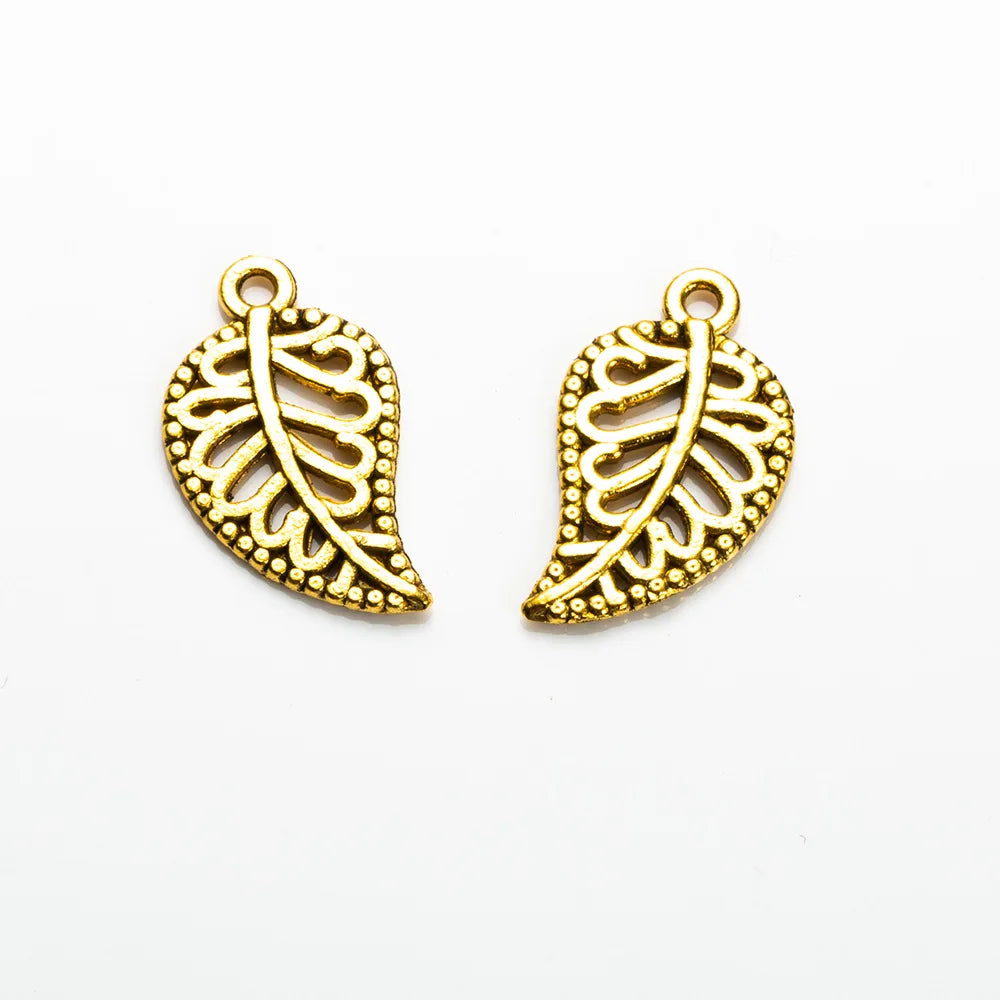 17x10MM Zinc Alloy Hollow Leaf Charm Pendant for DIY Necklace Bracelet Jewelry Making