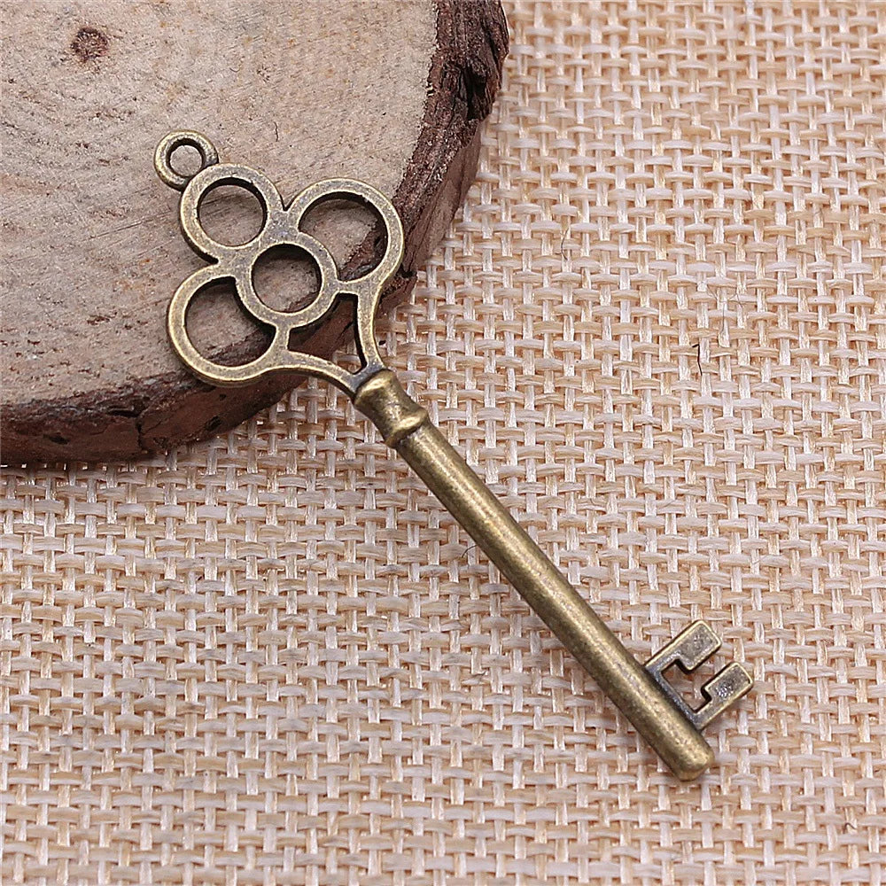 54x18mm 2.9g Zinc Alloy Key Charm Pendant for DIY Handmade Necklace Bracelet Keychain Accessory