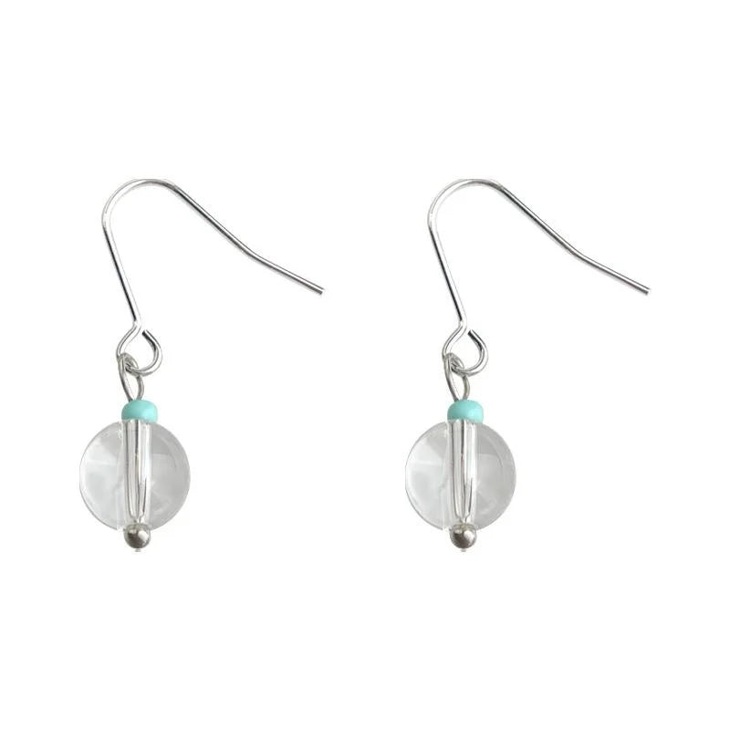 Korean Style White Crystal Rice Bead Geometric Round New Chinese Drop Earrings