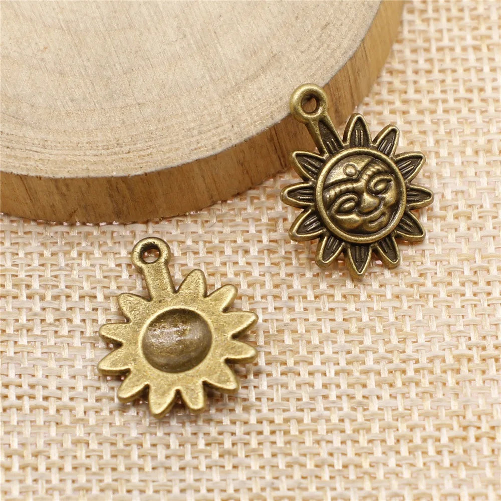 19x15mm 1.3g Multicolor Zinc Alloy Sun Charm Pendant for DIY Necklace Bracelet Jewelry Making