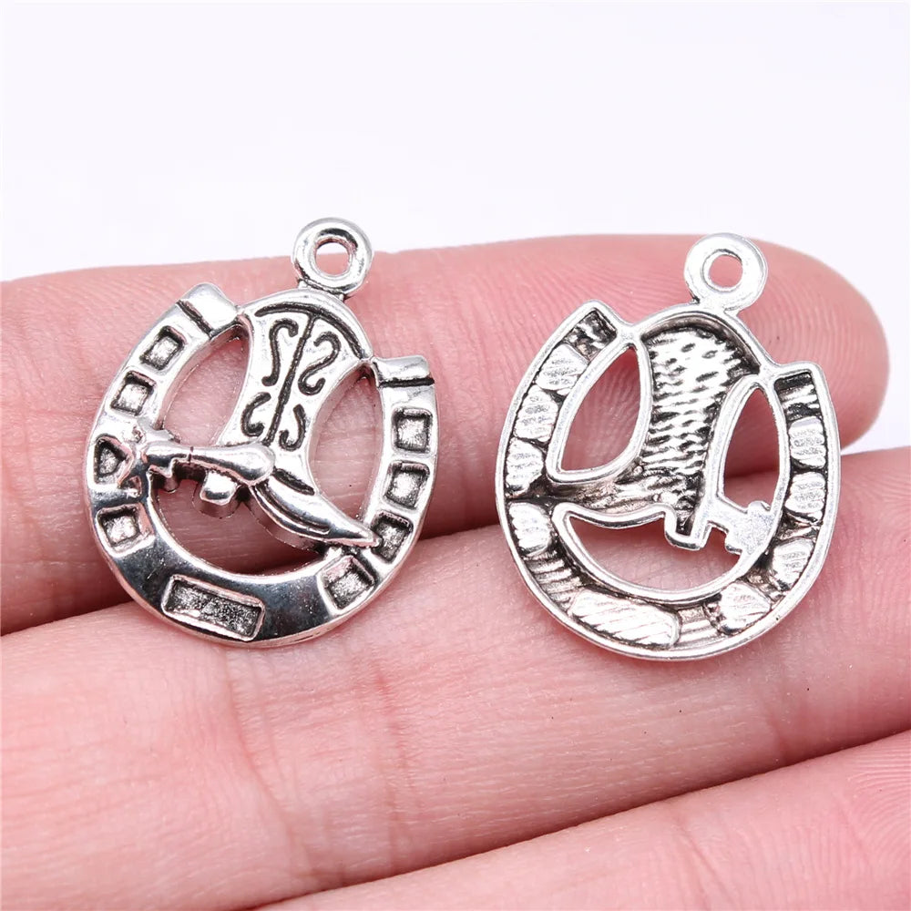 25x19mm 1.8g Multicolor Zinc Alloy Boot Horseshoe Charm Pendant for Necklace Bracelet Making