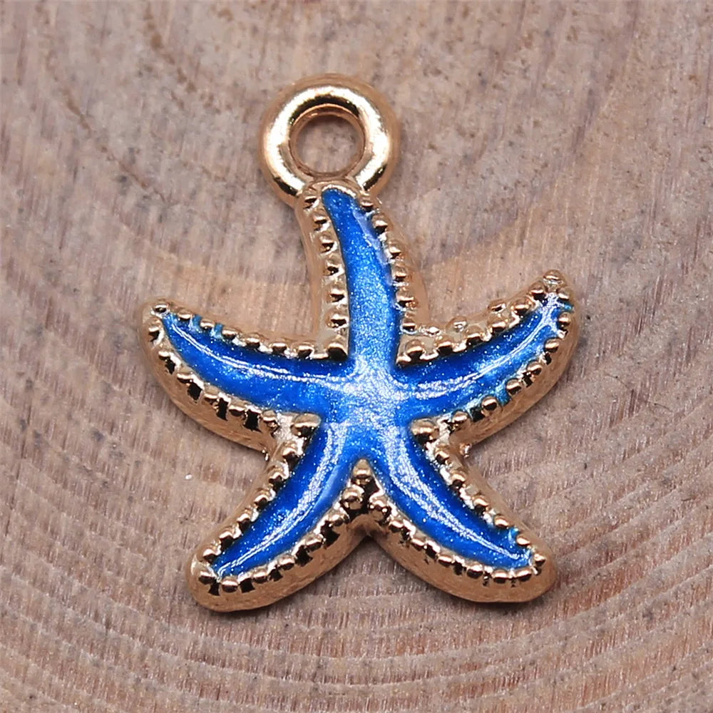 18x15mm 1.2g Multicolor Zinc Alloy Starfish Charm Pendant for DIY Jewelry and Clothing Accessories