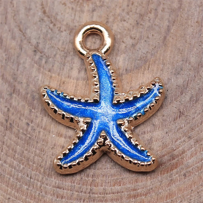 18x15mm 1.2g Multicolor Zinc Alloy Starfish Charm Pendant for DIY Jewelry and Clothing Accessories
