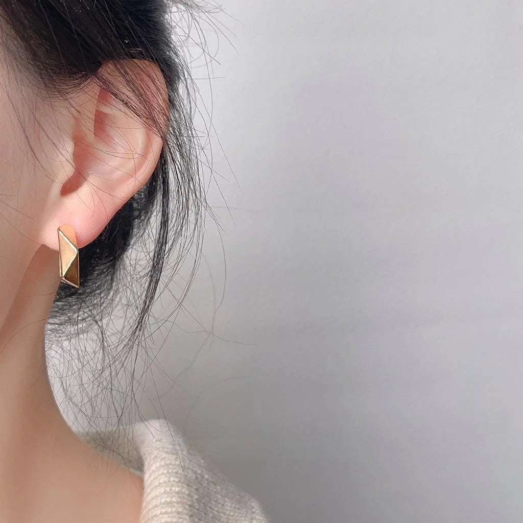 14K Gold Plated Copper Geometric Square Drop Earrings For Women, Irregular Minimalist Office Jewelry