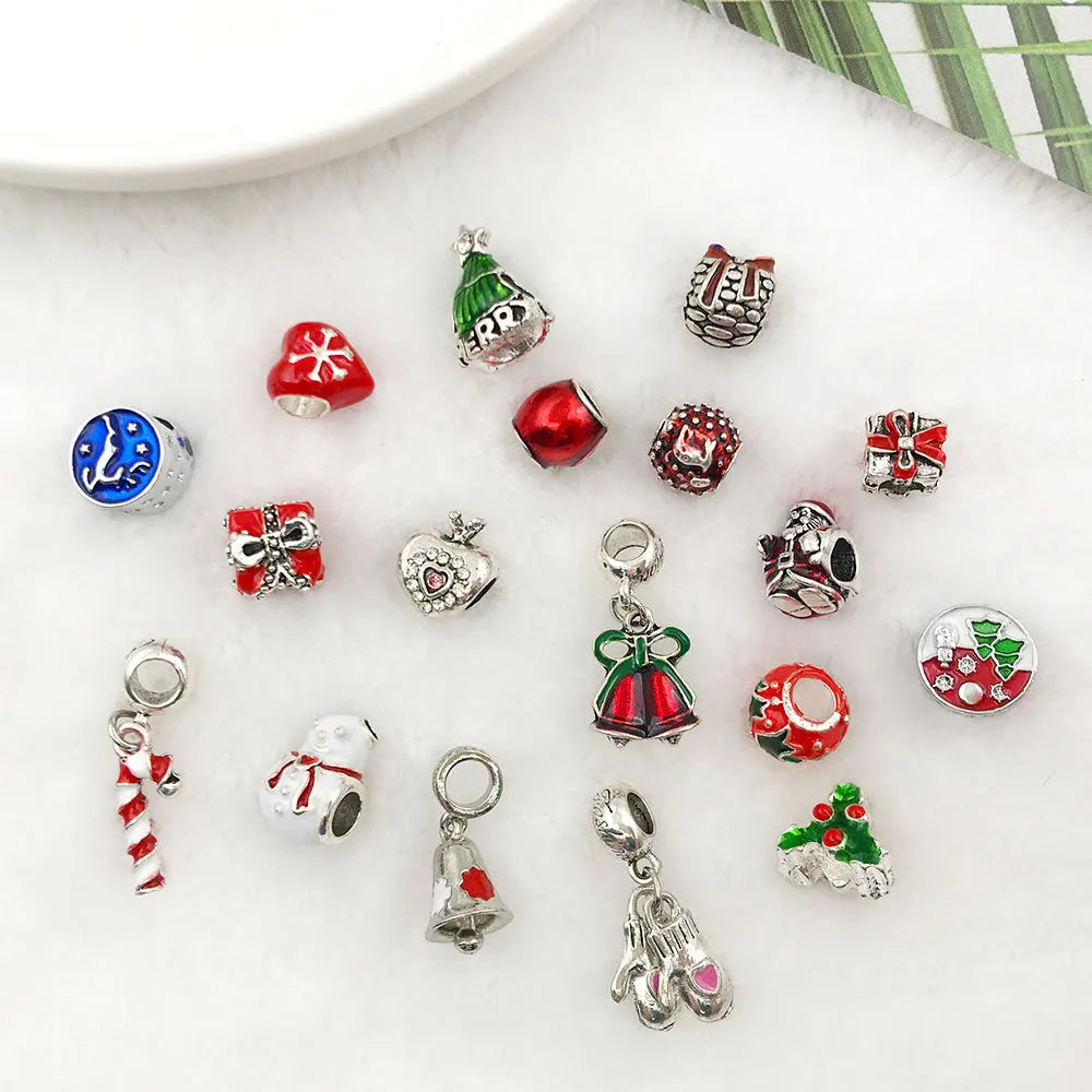 Zinc Alloy Christmas Snowflake Santa Claus Large Hole Beads for Bracelet DIY