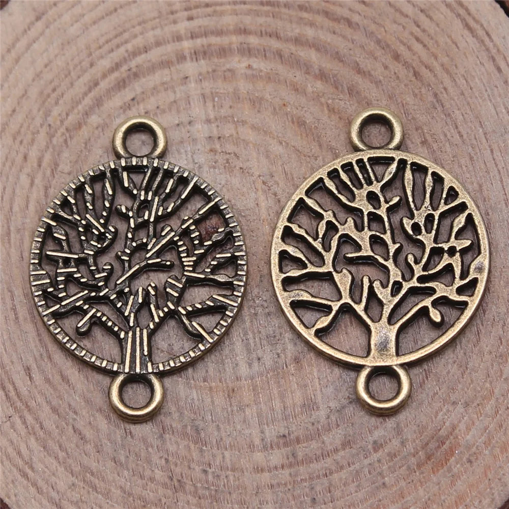 23x16mm 1.2g Multicolor Zinc Alloy Tree of Life Connector Charm for DIY Bracelet and Necklace Making