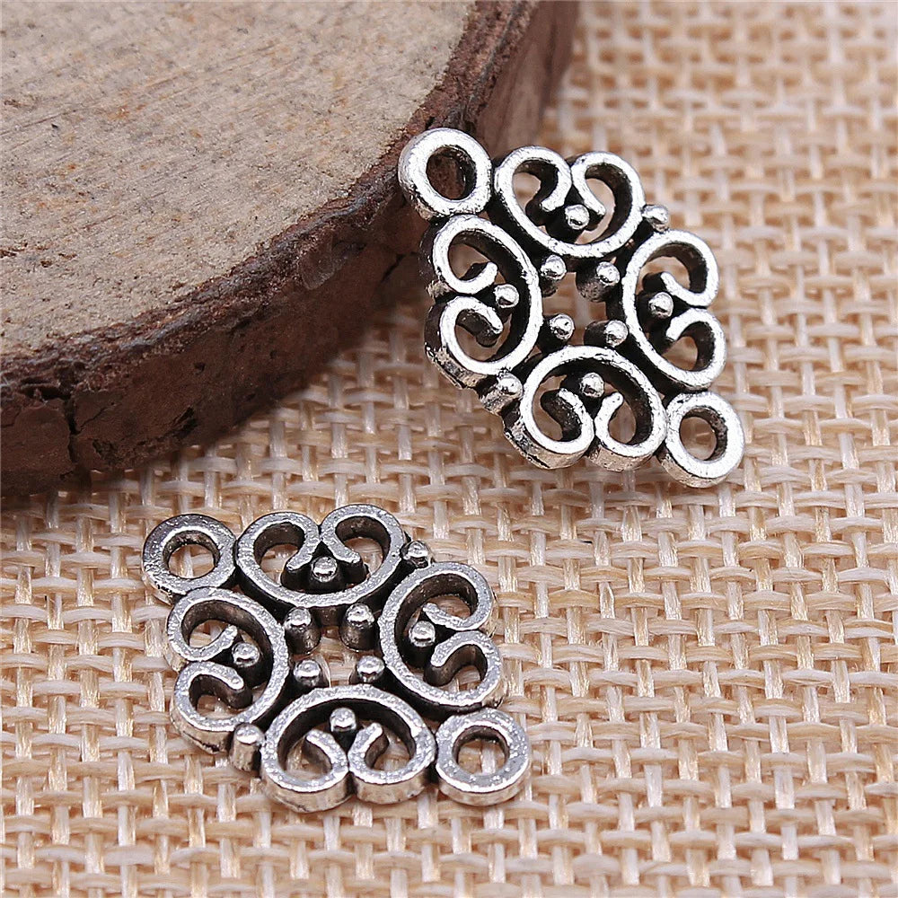 20x13mm 1.1g Multicolor Zinc Alloy Flower Filigree Connector Charm for DIY Earrings Jewelry Making