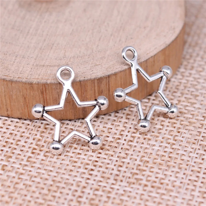 18x16mm 0.7g Antique Silver Zinc Alloy Five-Point Star Charm Pendant for DIY Necklace Bracelet Making