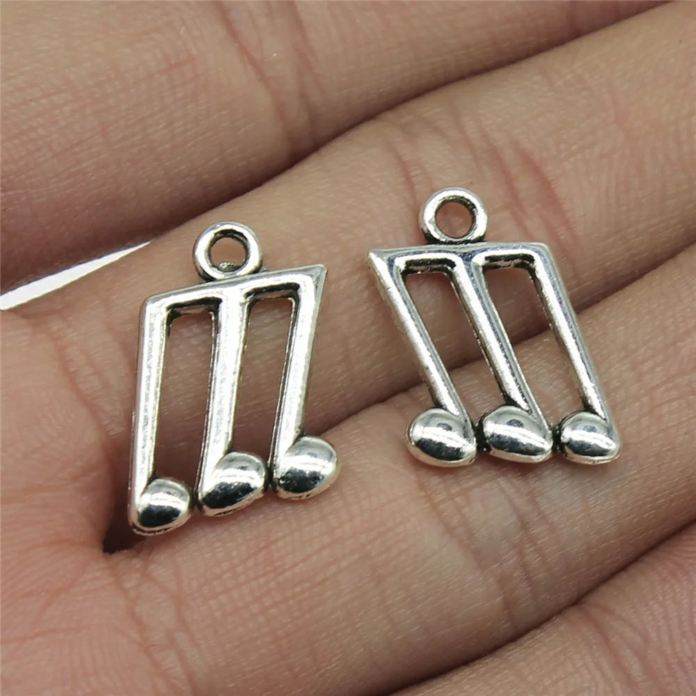 13x19mm 1.4g Antique Silver Zinc Alloy Music Note Charm Pendant for DIY Music Theme Jewelry Making