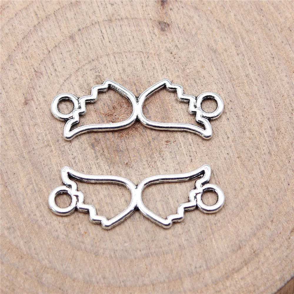 25x9mm 0.54g Zinc Alloy Hollow Heart Wings Connector Charm for DIY Bracelet Necklace Jewelry Making