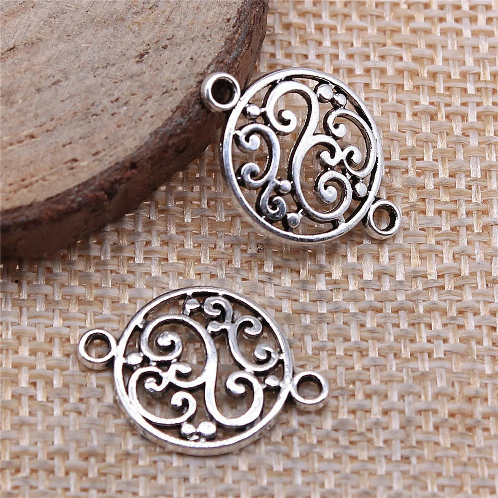 14x20mm 0.8g Multicolor Zinc Alloy Flower Filigree Connector Charm for DIY Bracelet Necklace Making