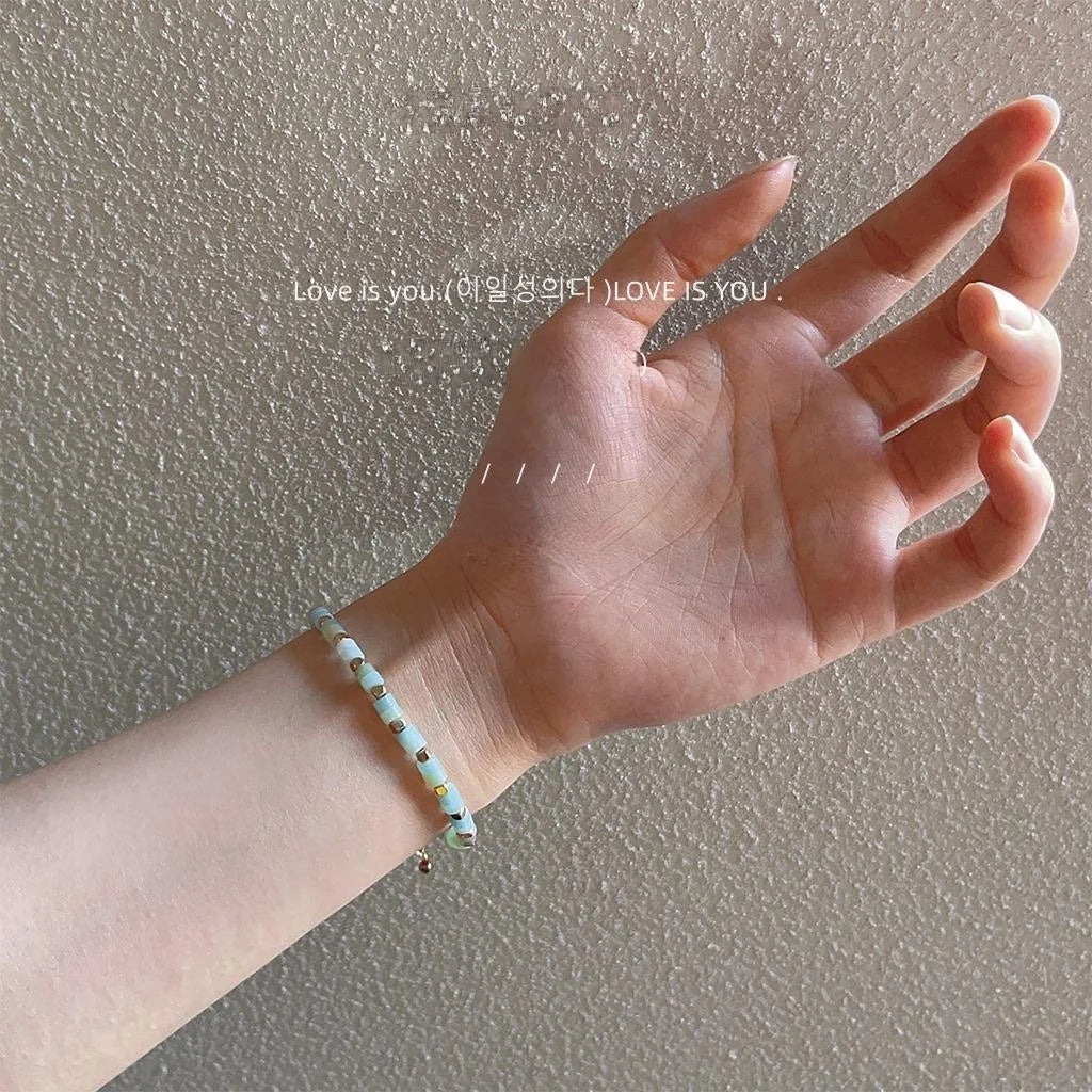 Natural Stone And Copper Geometric Bodhi Bracelet Handmade Ethnic New Chinese Style Jewelry