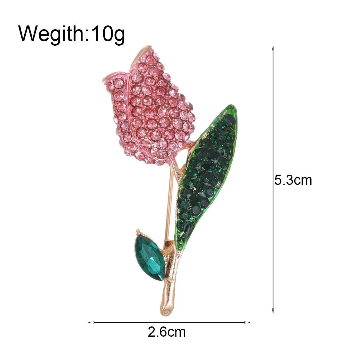 Luxury Red Tulip Rhinestone Enamel Brooch For Women, Elegant Flower Lapel Pin Corsage Suit Accessory Gift