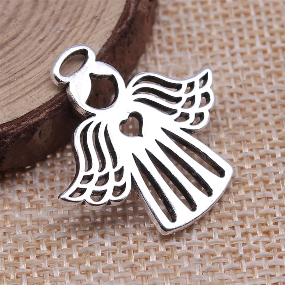 27x27mm 2.7g Multicolor Zinc Alloy Heart Angel Charm Pendant for DIY Necklace Bracelet Making