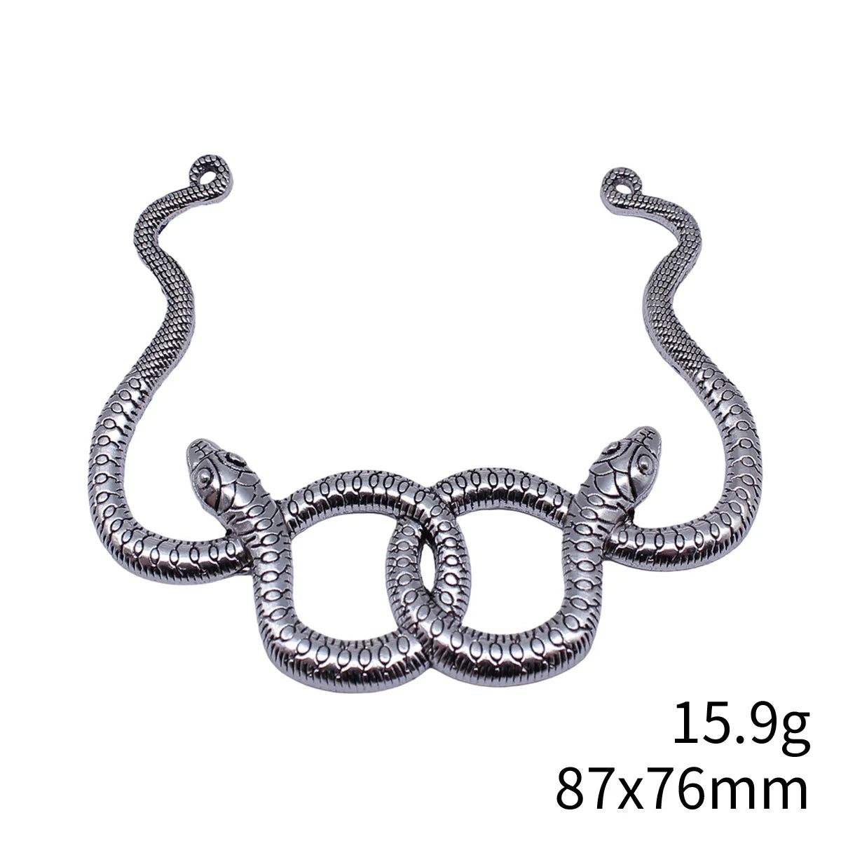 87x76mm 15.9g Antique Silver Zinc Alloy Double Snake Charm Pendant for DIY Jewelry and Craft Decor