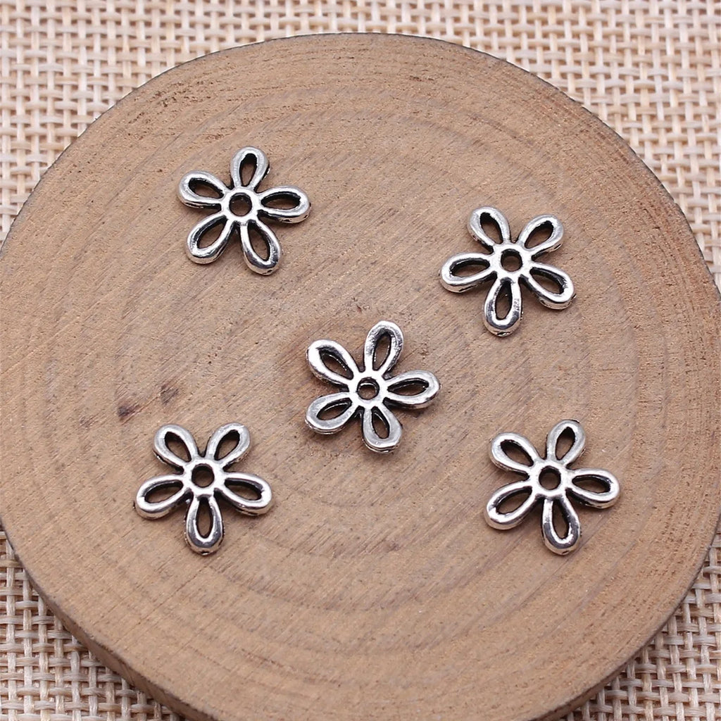 11x11mm 0.44g Multicolor Zinc Alloy Flower Shaped Bead Cap Jewelry Findings for DIY Bracelet Making