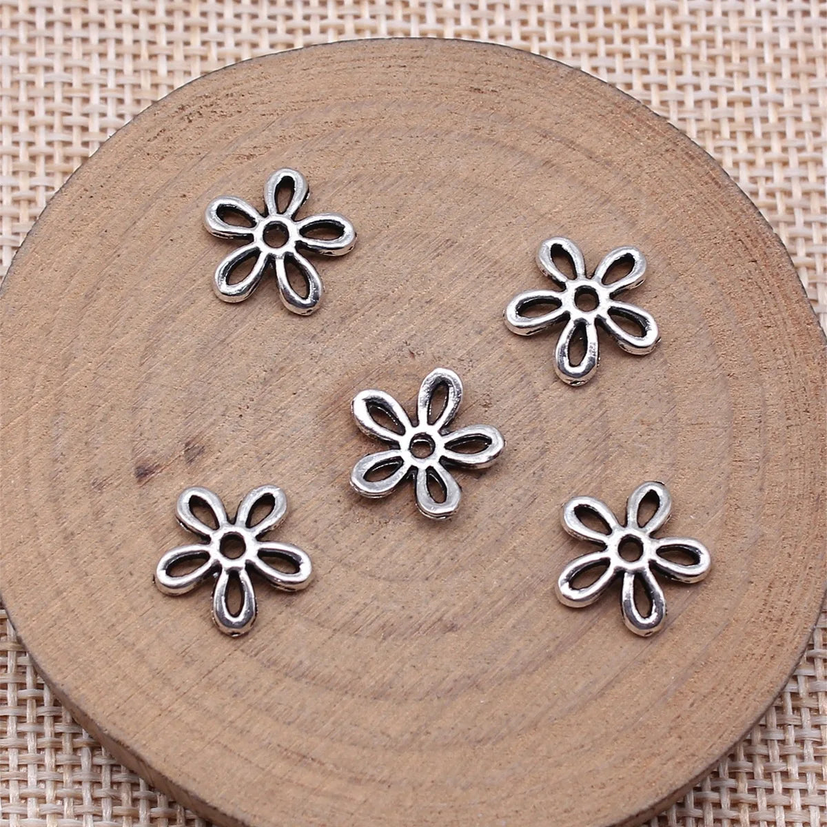 11x11mm 0.44g Multicolor Zinc Alloy Flower Shaped Bead Cap Jewelry Findings for DIY Bracelet Making