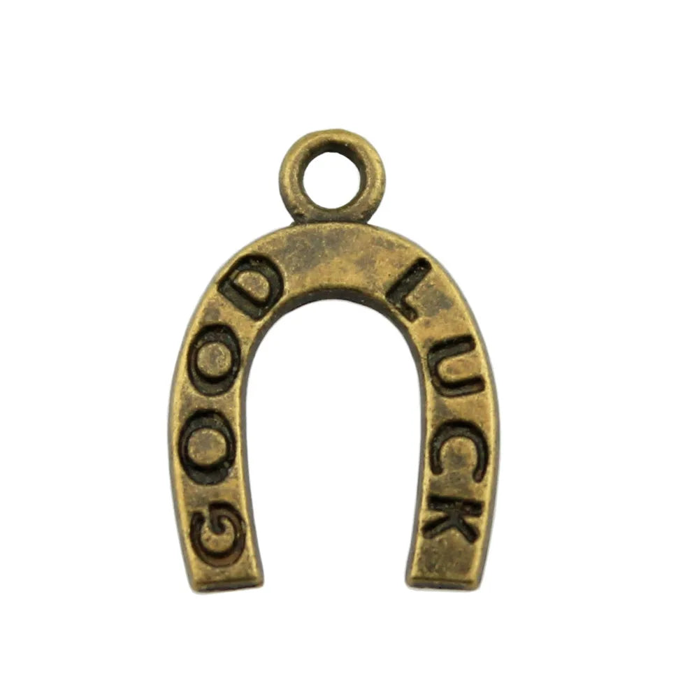 17x12mm 0.9g Multicolor Zinc Alloy Good Luck Horseshoe Charm Pendant for Bracelet Necklace Making